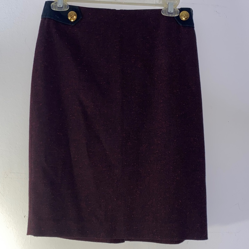 The Limited | Women's Tweed Skirt with Black Trim and Gold Button details